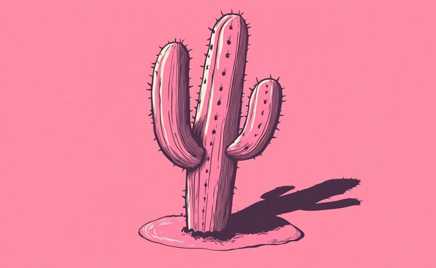 a pink and white cactus with a pink background