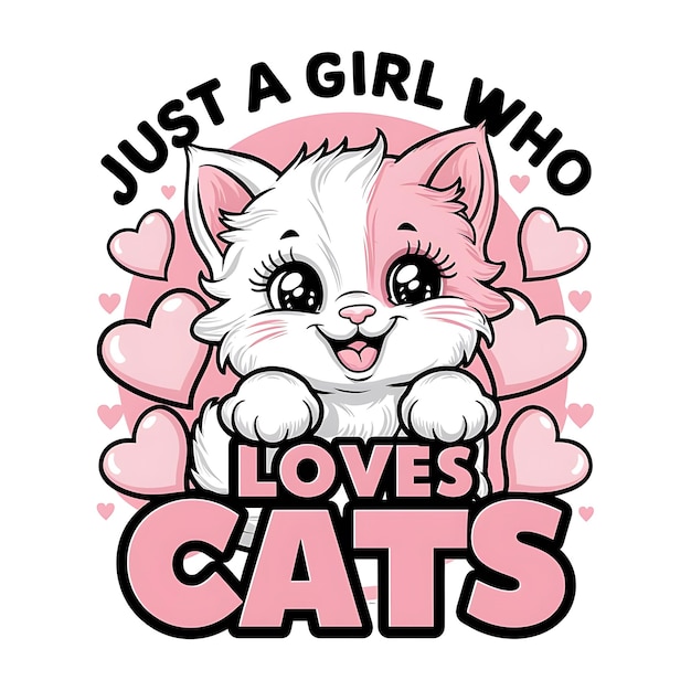 a pink and white cat that says i love cats who loves cats