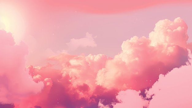 Pink and white clouds in a soft dreamy sky