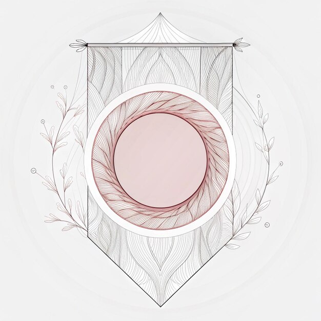 Photo a pink and white drawing of a circle with a pink circle in the middle