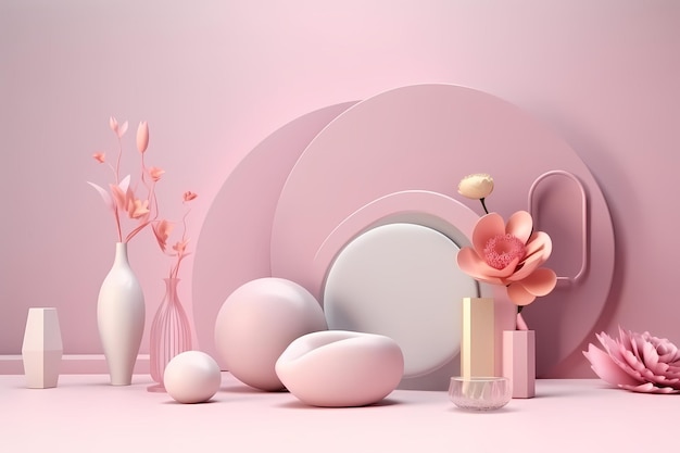 Pink and white eggs on a pink background