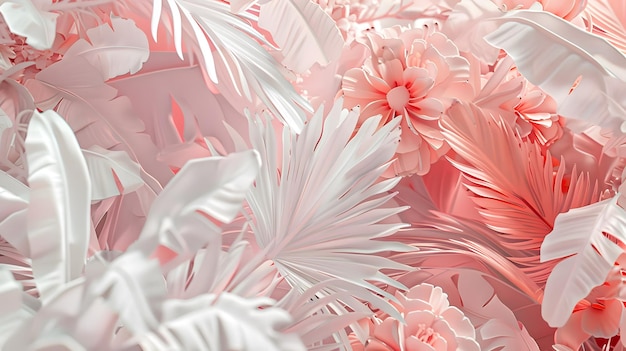 pink white etc mix colors floral leaves 3d texture on wall background wallpaper