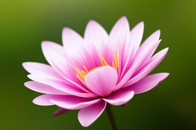 a pink and white flower with yellow stamens on it