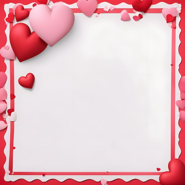 a pink and white heart with a red border and a white border with a red border