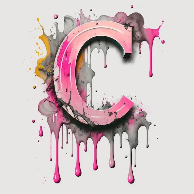 A pink and white letter c with a pink b on it.