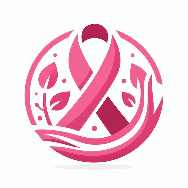 Photo a pink and white logo with a pink ribbon around it