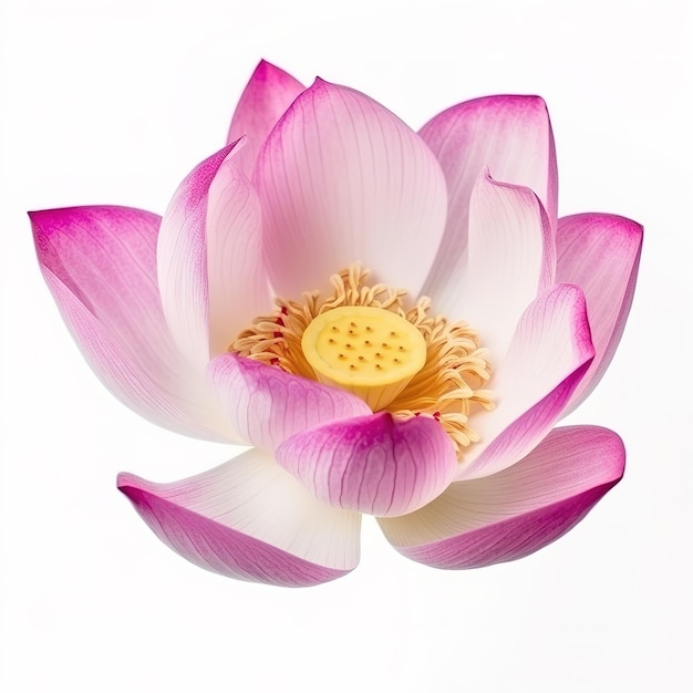 A pink and white lotus flower with the word lotus on it.