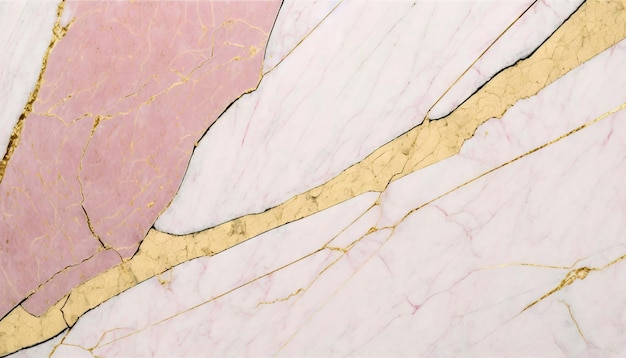 Pink and white marble with golden veins background Generative AI