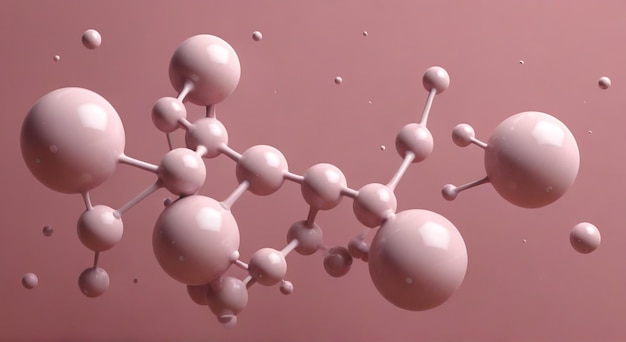 Photo a pink and white molecular structure with a pink background