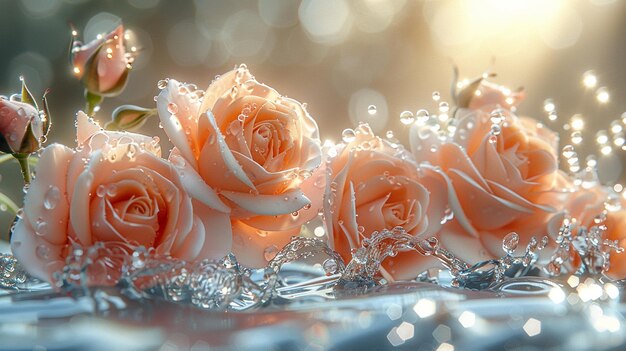 pink and white roses in water