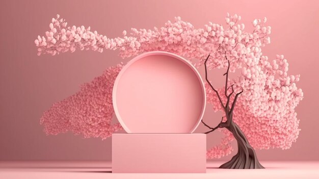 pink and white tree in a box