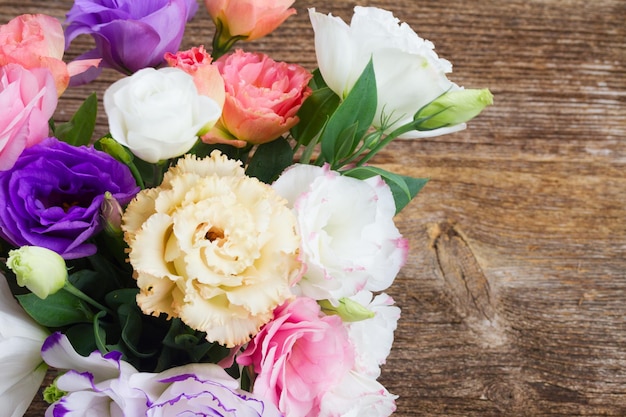 Pink white and violet flowers