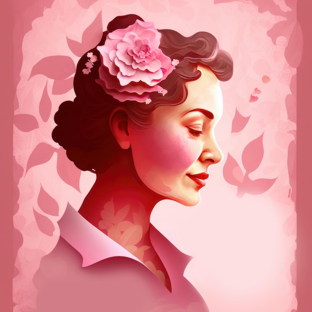 Pink woman image at woman's day generative AI