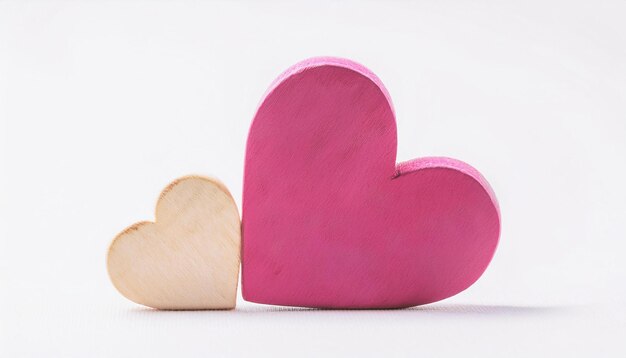 Photo pink wooden heart shape isolated on white backdrop love romantic and valentines day concept