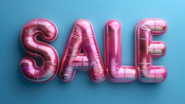 Pink word sale on blue background isolated