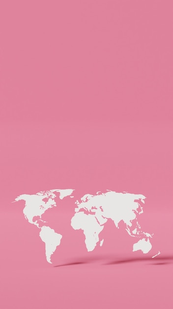 Pink world map on a pink background