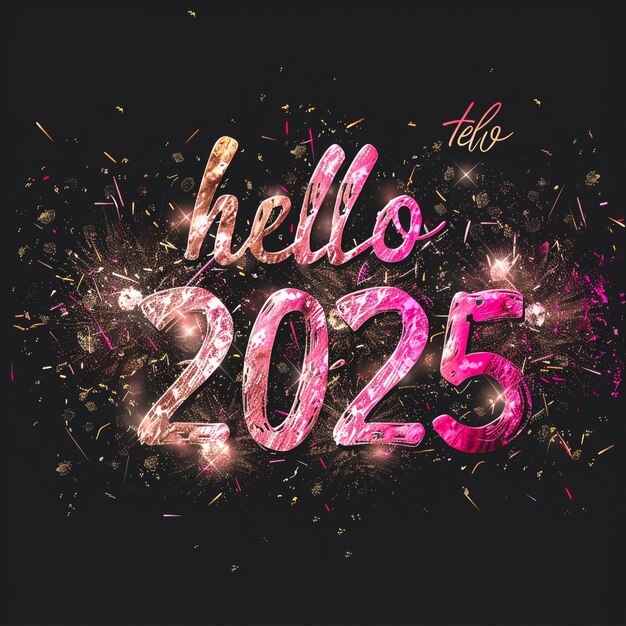 a pink and yellow fireworks display with the words hello 2010 on it