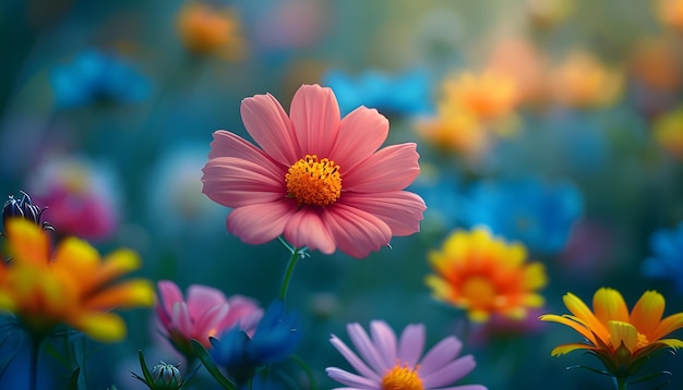 a pink and yellow flower with the yellow center