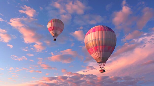 a pink and yellow hot air balloon