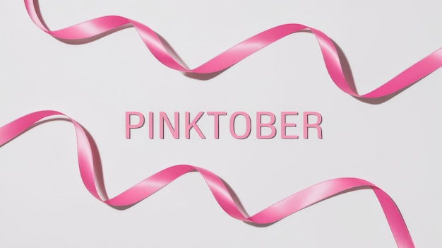 Photo pinktober minimalist design with pink ribbons on a white background breast cancer awareness month