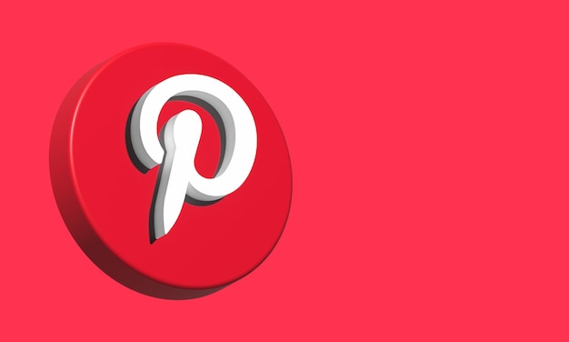 Pinterest Circle Button Icon 3D Elegant Template Blank Space