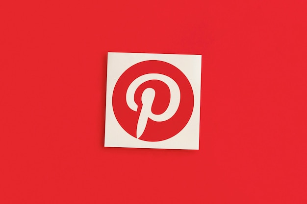 Pinterest logo on a pink background