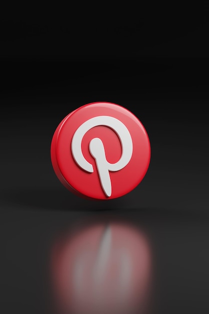 Pinterest logotype on black background 3d illustration