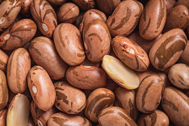 pinto beans in closeup photo with top view