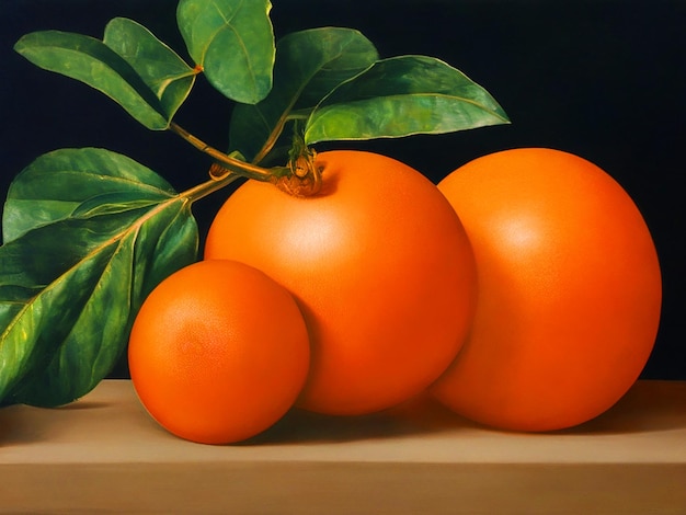 Pintura con mandarina 3d 4k image downloade