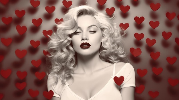 Pinup style blonde and heart