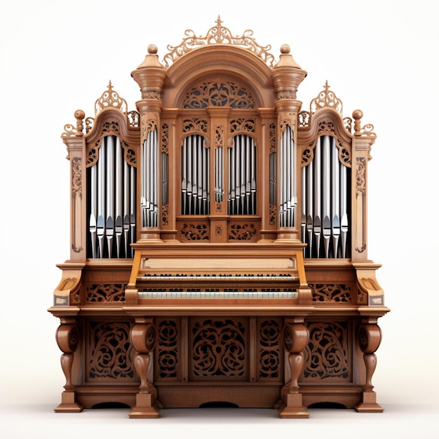 Pipe organ with white background high quality ultra