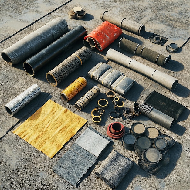 Photo pipe relining materials laid out on a construction site