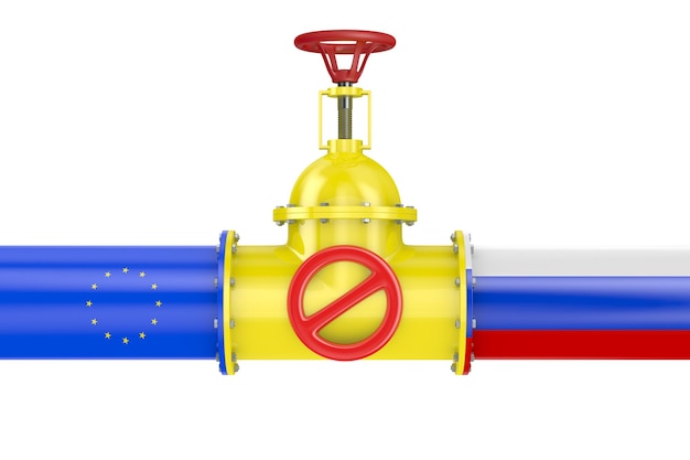 Pipeline between Russia and EC on white background Isolated 3D illustration