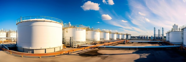 pipeline terminal where materials are stored before distribution featuring storage tanks and loading docks