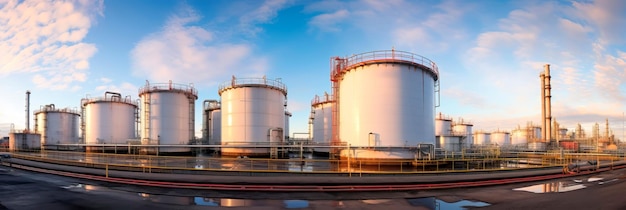 pipeline terminal where materials are stored before distribution featuring storage tanks and loading docks