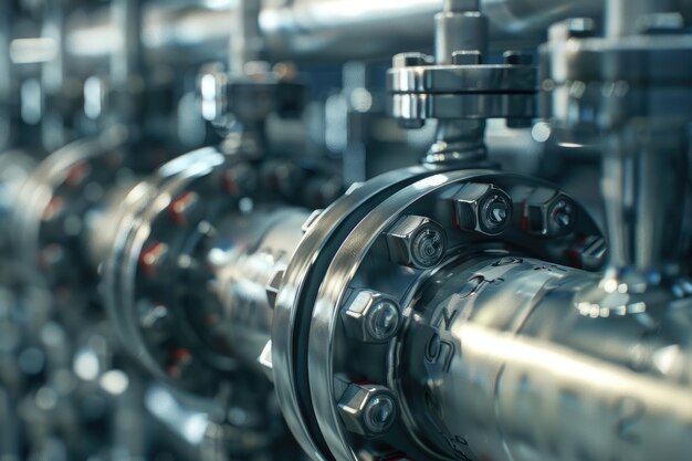 Pipeline valves section closeup Technological background for the gas oil or pipe industry