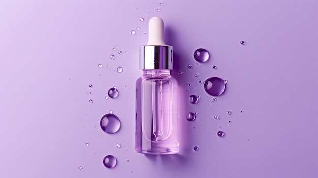 Photo pipette with moisturizing serum on violet background