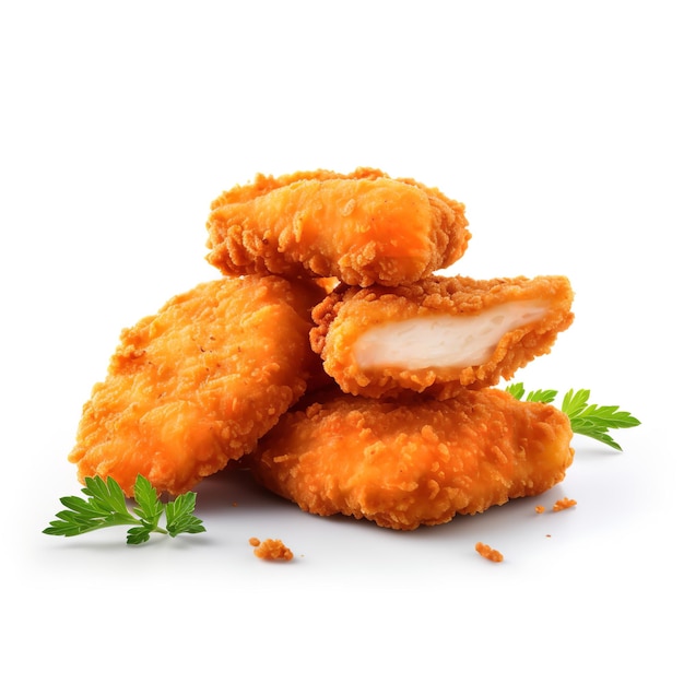 Piquant and Spicy Chicken Nuggets isolated on white background