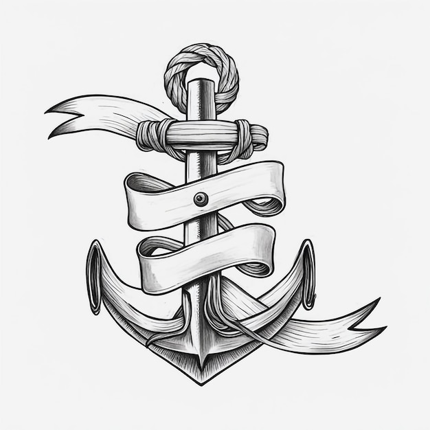 Photo pirate black nautical anchor on white background