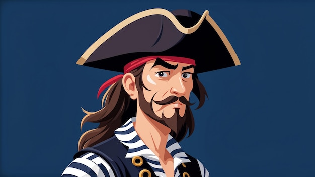 Pirate Captain With A Beard And Mustache Vector Illustration For Your Design