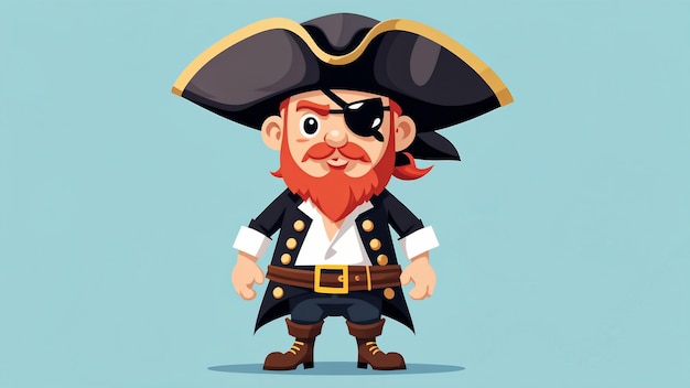 Pirate Cartoon Character Vector Illustration Of A Pirate On A Blue Background