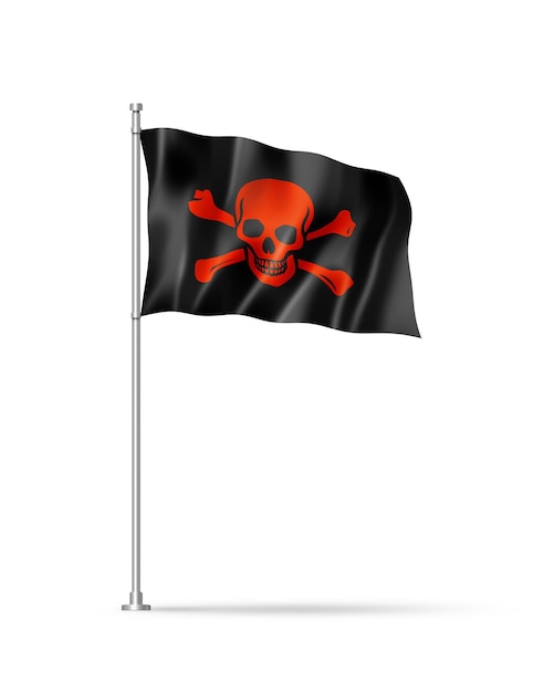 Pirate flag Jolly Roger isolated on white