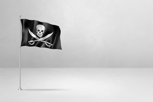 Pirate flag Jolly Roger isolated on white