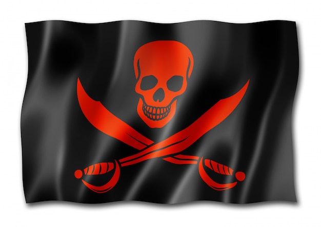 Pirate flag, Jolly Roger isolated on white