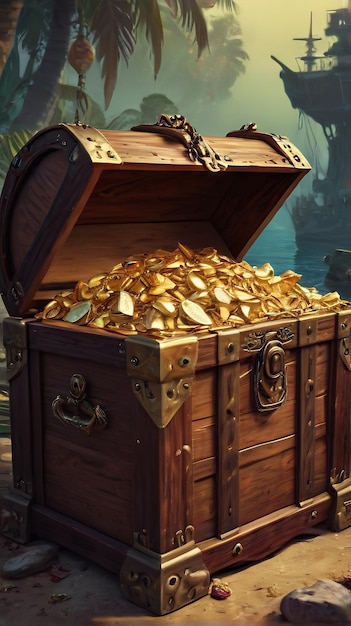 pirate gold treasure chest