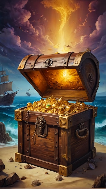 Photo pirate gold treasure chest