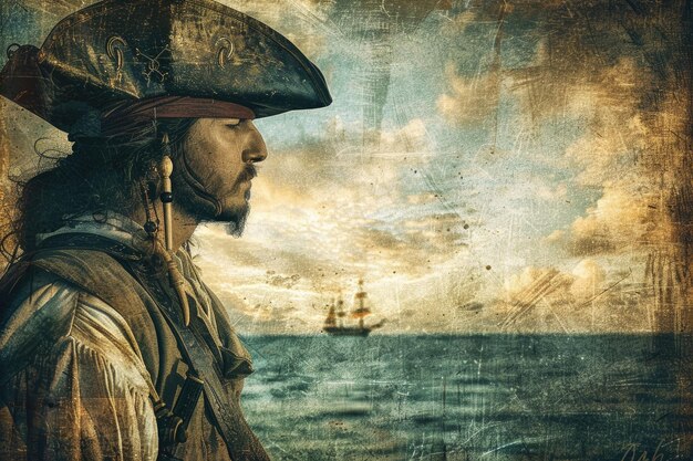 Pirate and nautical grunge background