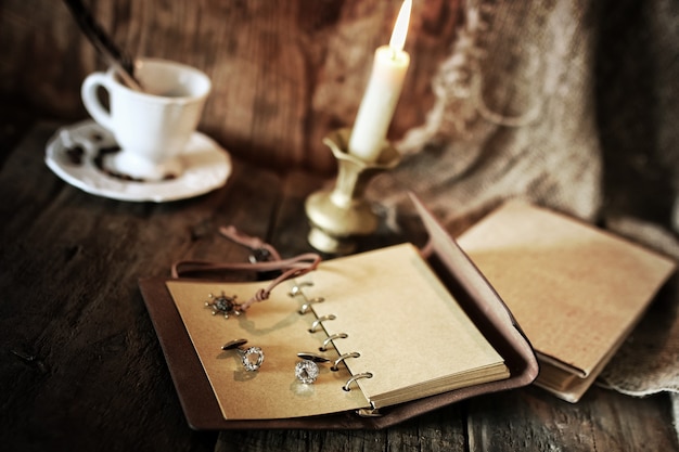 Pirate object on wooden table