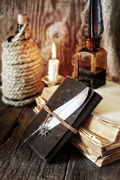 Pirate object on wooden table