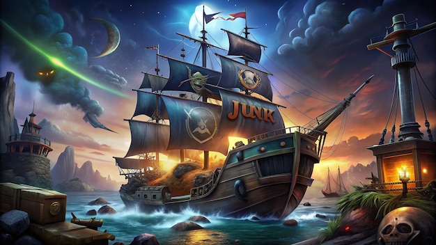 Photo a pirate ship with the words quot the name quot on the side